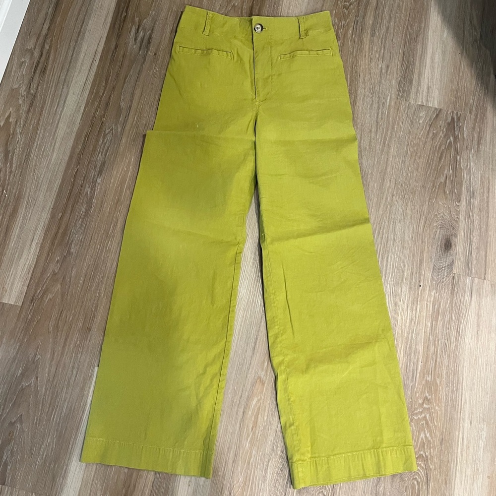Anthropologie Maeve The Colette Wide Leg Full Length Pants Size 30 Lime Green - Picture 3 of 8
